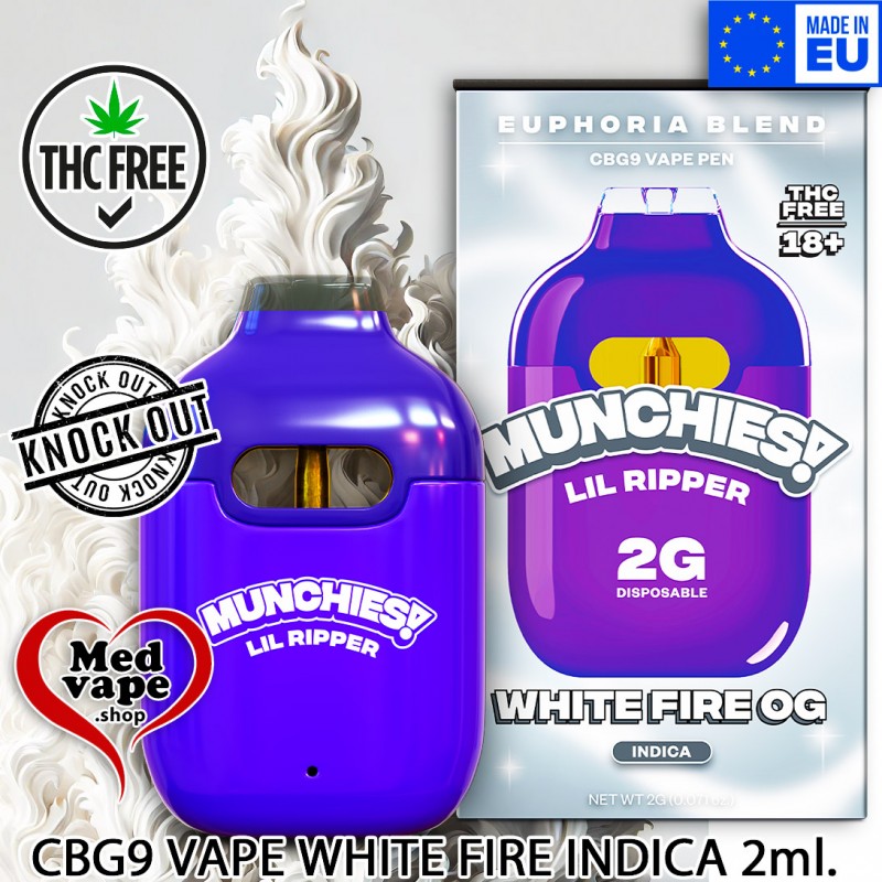 CBG9 VAPE LIL RIPPER - WHITE FIRE OG 2ML - MUNCHIES THC WEED CANNABIS FREE LEGAL